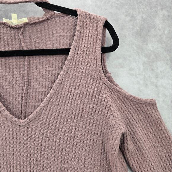 Andree by Unit Purple Long Sleeve Cold Shoulder Collar Sweater Cardigan Medium - Picture 5 of 8